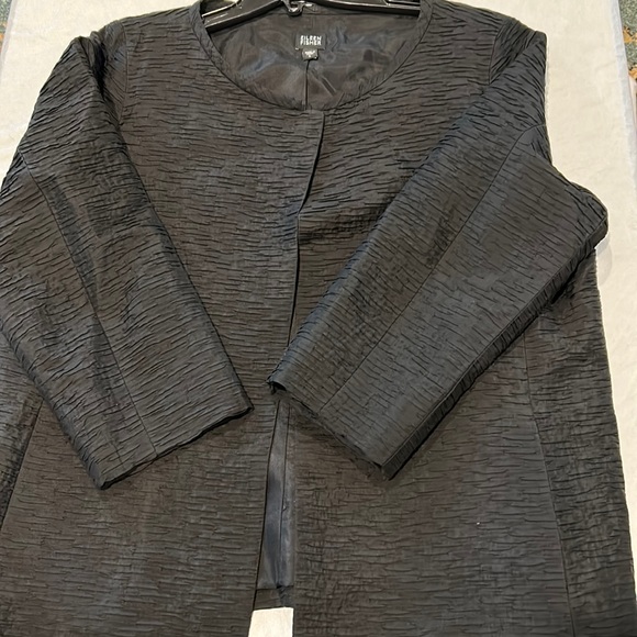 Eileen Fisher Silk Black Jacket Sz  Large Magnet  Closure - Picture 4 of 7
